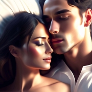 a man and a woman lying in bed with their eyes closed. a man and a woman lying in bed with their eyes closed.