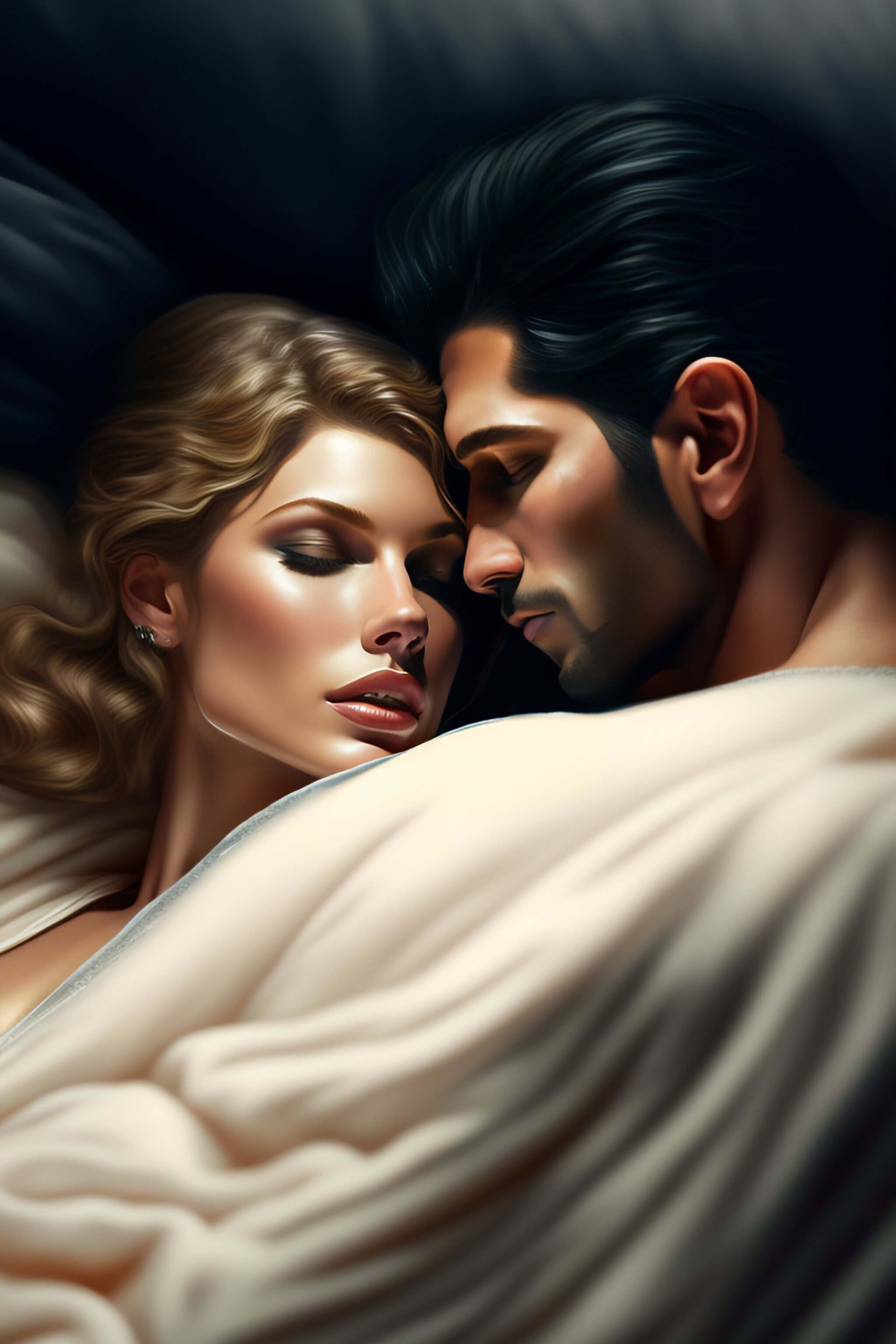 man and woman sleeping under a blanket