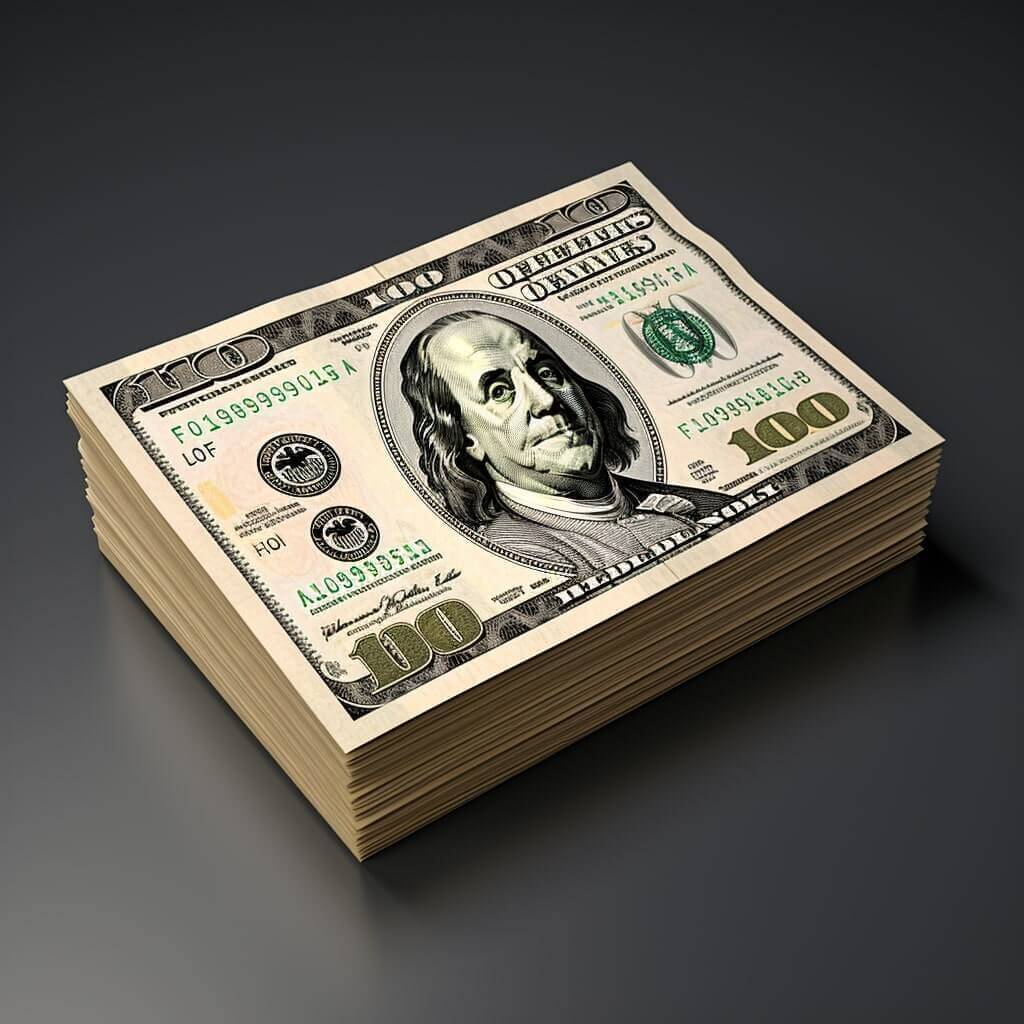 pile of US dollar bills on a black background